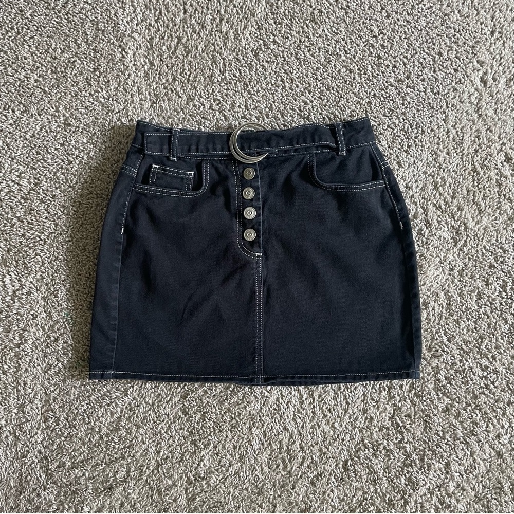 BDG Black Button-Up Mini Skirt